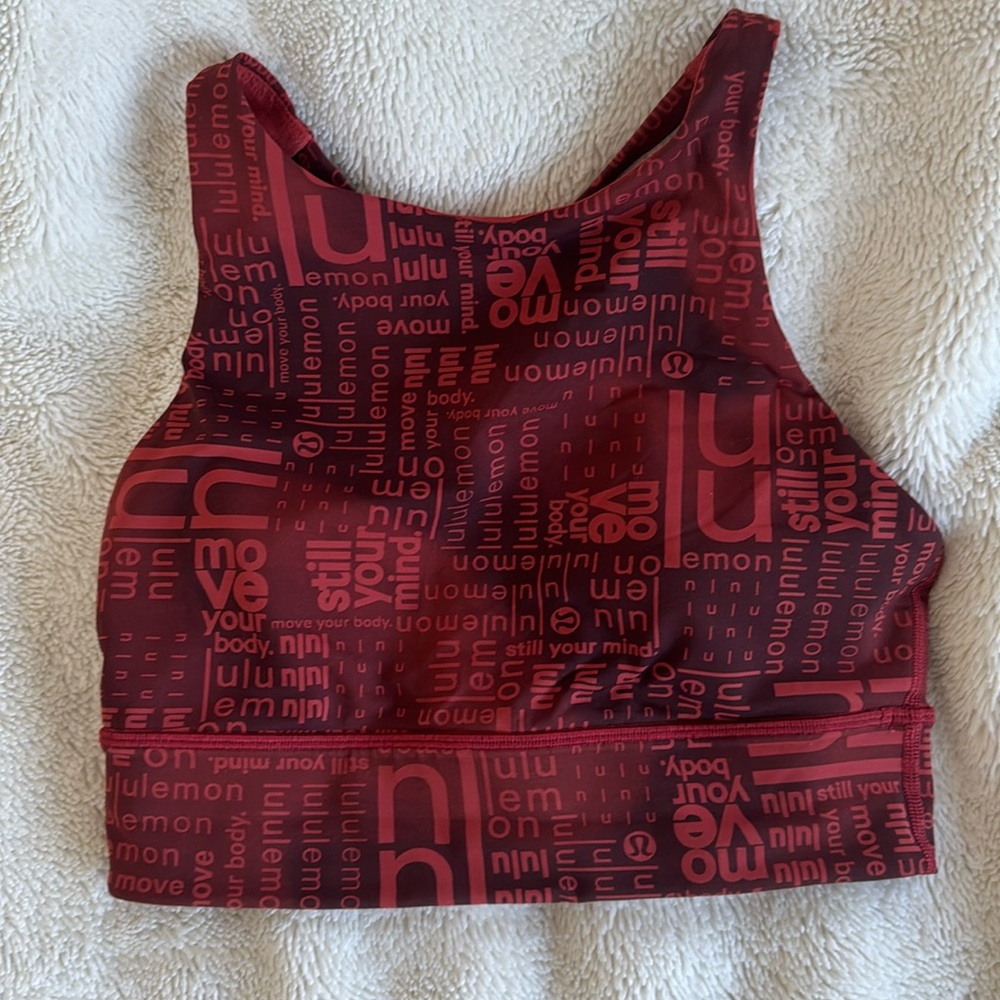 Lululemon | Size 6 | High-Neck Longline Energy Bra Ombre Red Multi Sports Bra